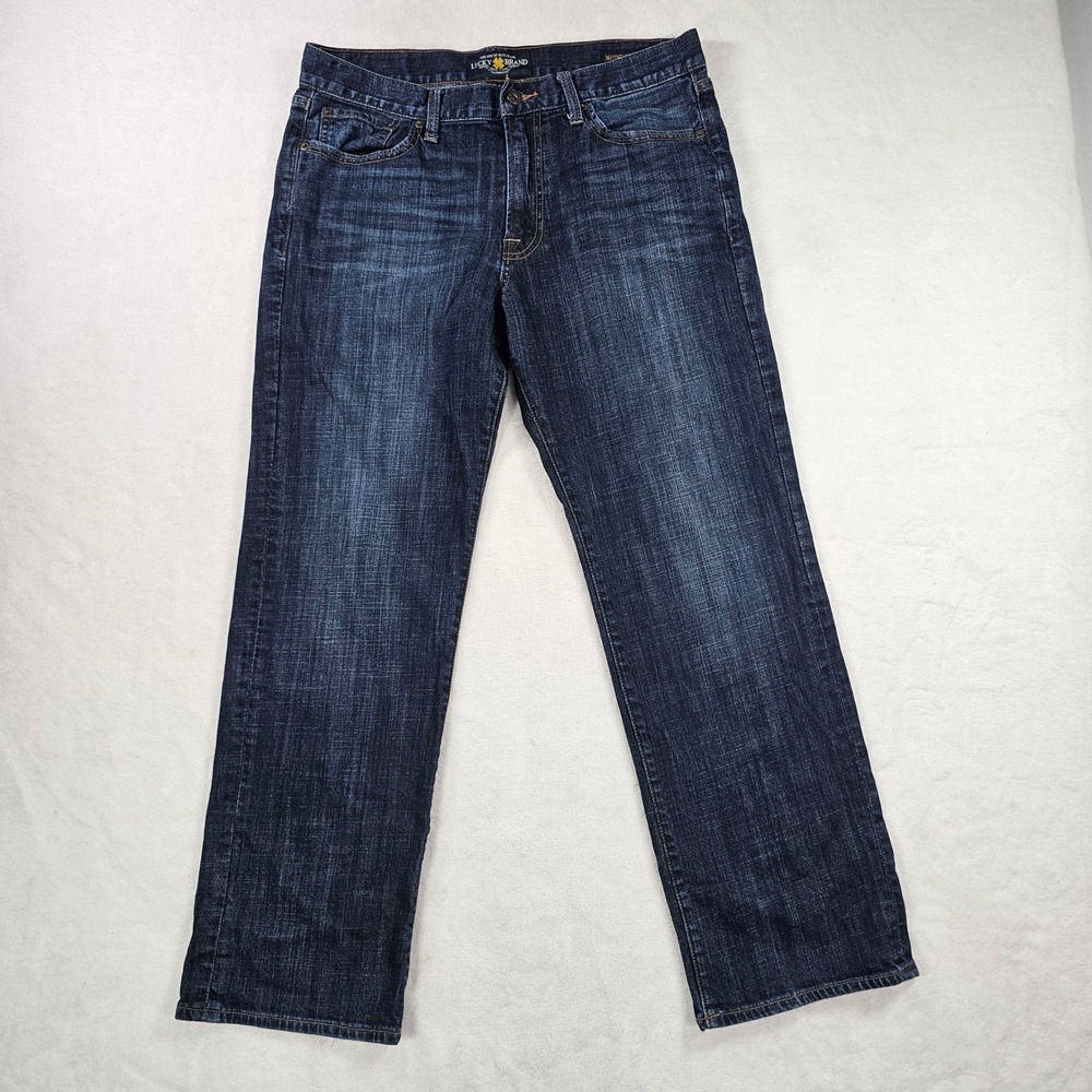 Lucky Brand 361 Vintage Straight Jeans Mens 34x30 Blue Good Dark Wash Denim